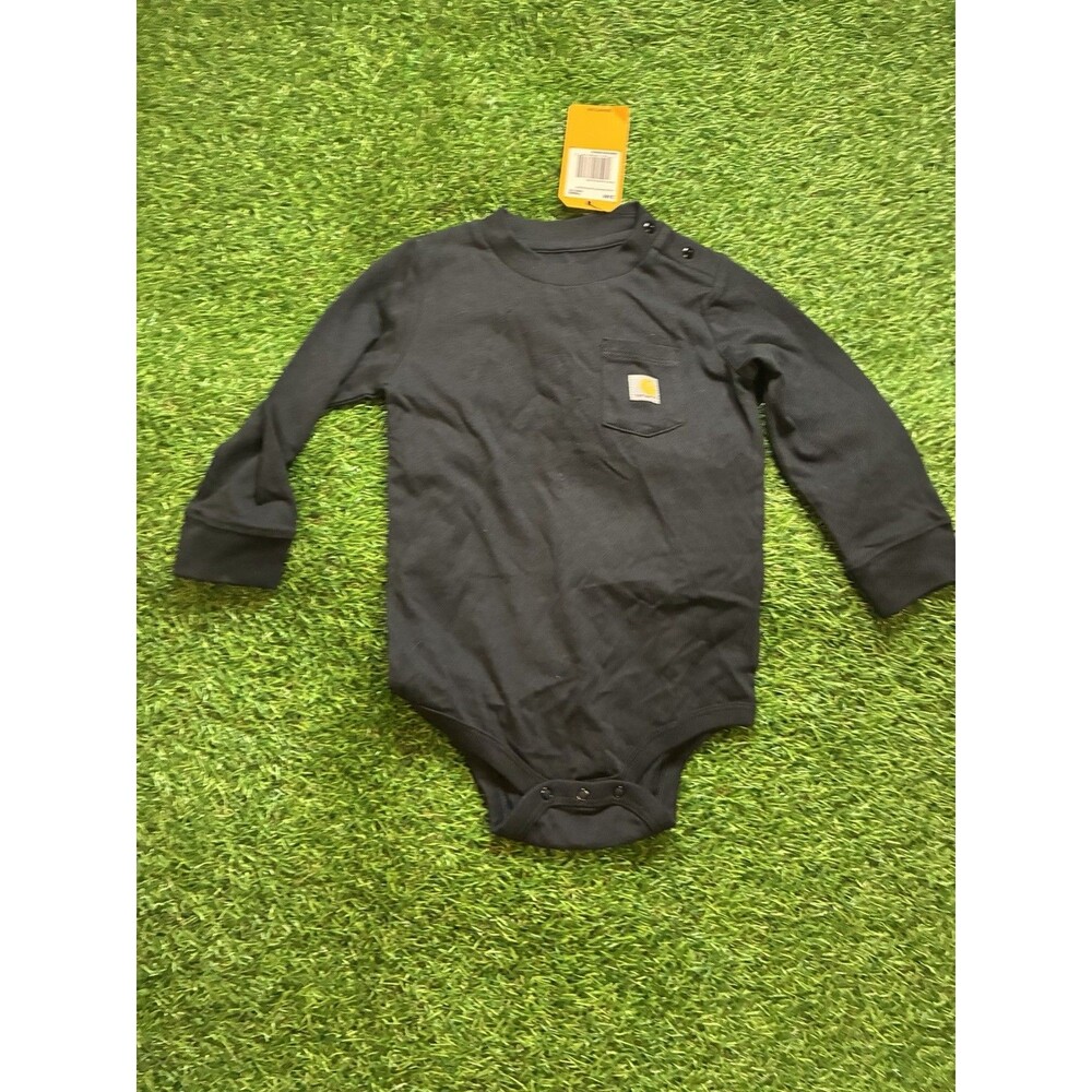 Carhartt Pocket Bodysuit 24M Black Long Sleeve One Piece NWT
